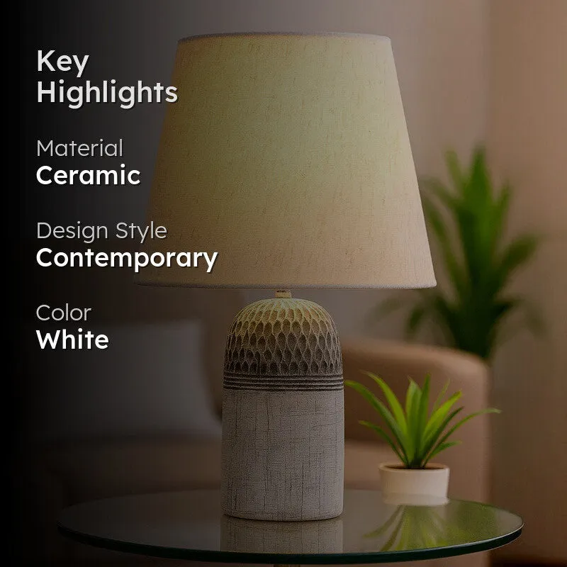 GlowCraft Designer Ceramic Table Lamp - White media 2