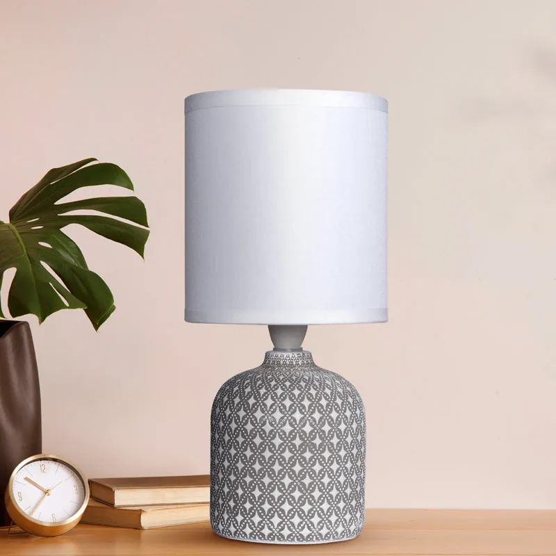 Moroccan Mist Concrete LED Fabric Table Lamp - Grey media 2