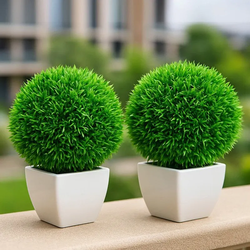 Faux Evergreen Bush (9 cms) - Set Of Four media 1