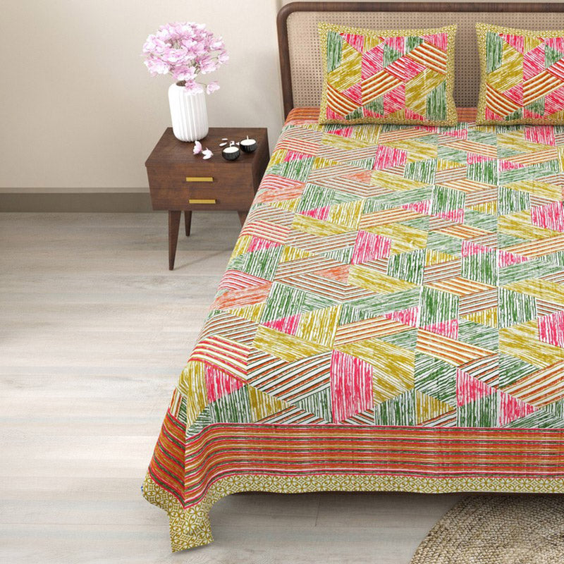 Softio Cotton Bedsheet (Pink,Yellow) - 240 TC media 4