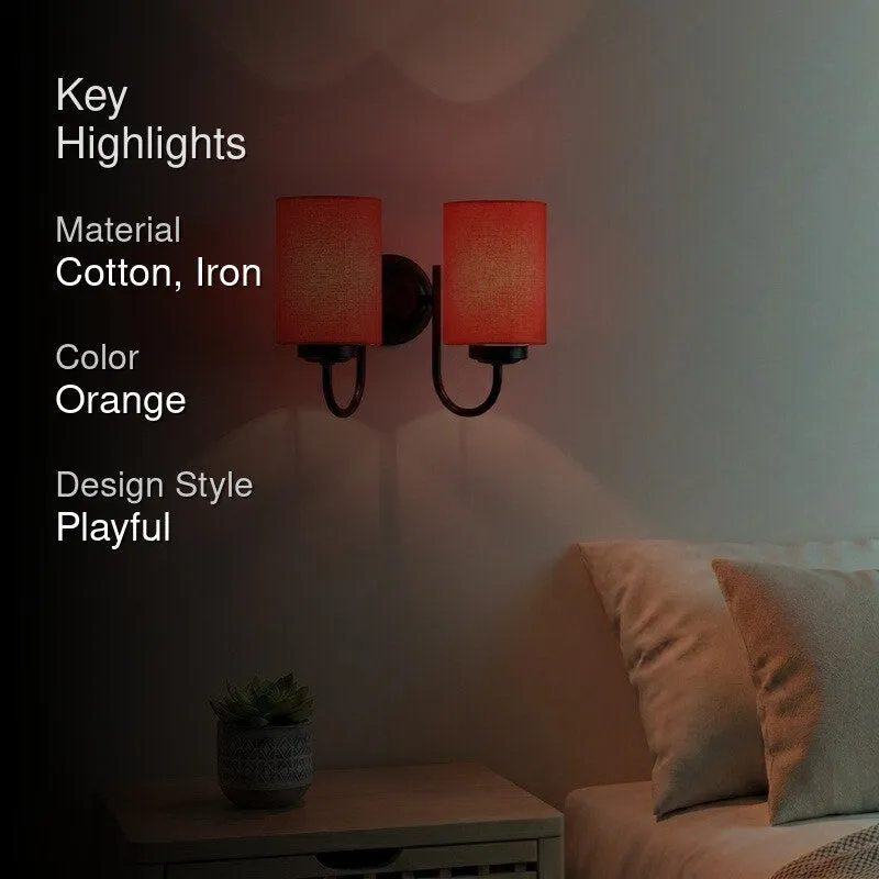 Elyra Duo Coral Orange Cotton Wall Lamp - Orange - 2