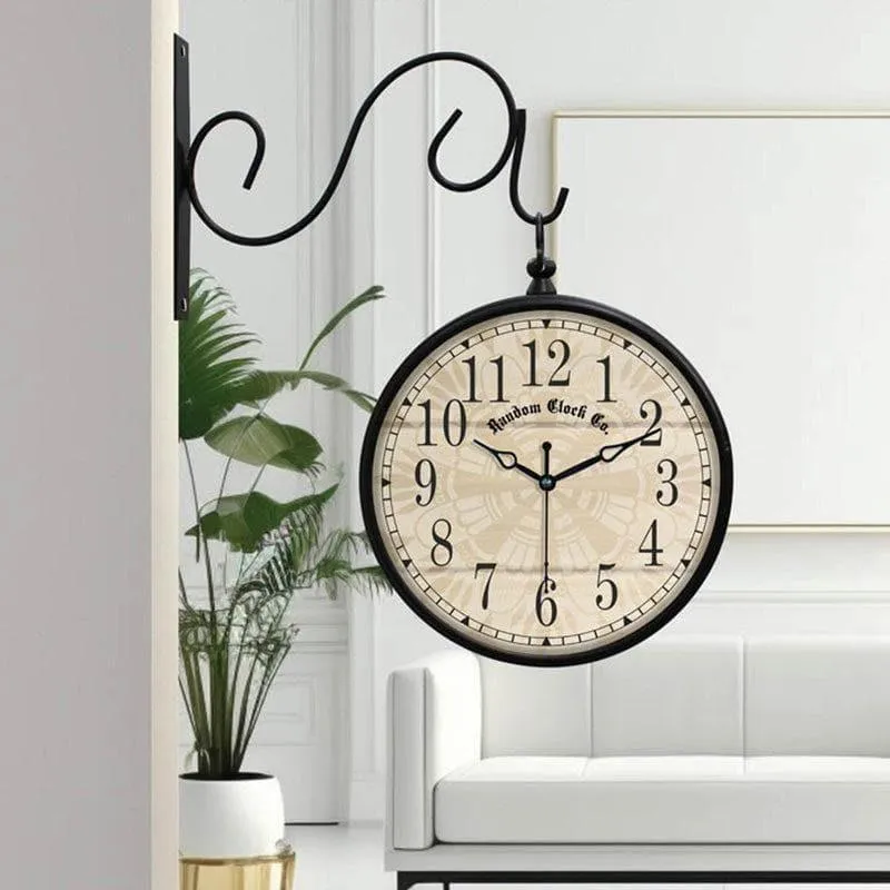 Simmons Double Sided Vintage Metal Station Clock media 1
