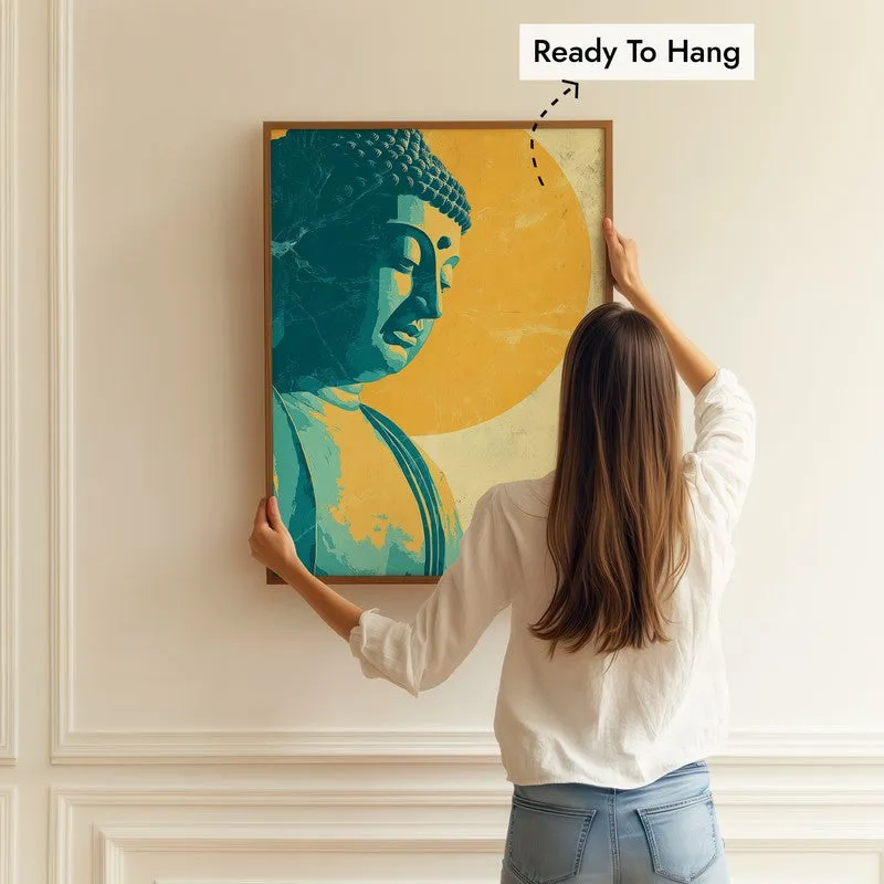 Peaceful Buddha In Meditative Calm I Archival Paper Wall Painting With Brown Frame media 5