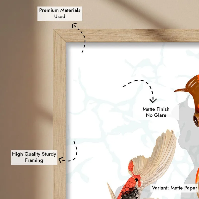 Koi Harmony Archival Paper Wall Art - Natural Brown Frame media 6