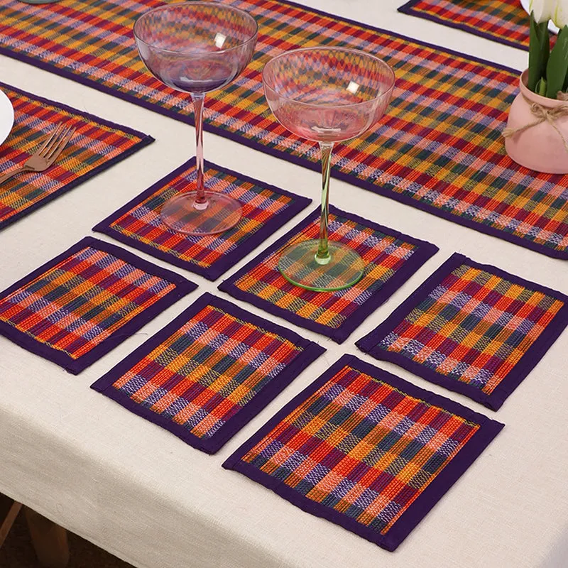 Chequered Zen Bamboo Kitchen Linen Set (Purple) - Thirteen Piece Set media 3