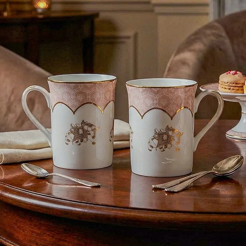 Gilded Legacy 24k Gold Brushed Porcelain Coffee Mug (300 mL Each) - Set of Two media 3