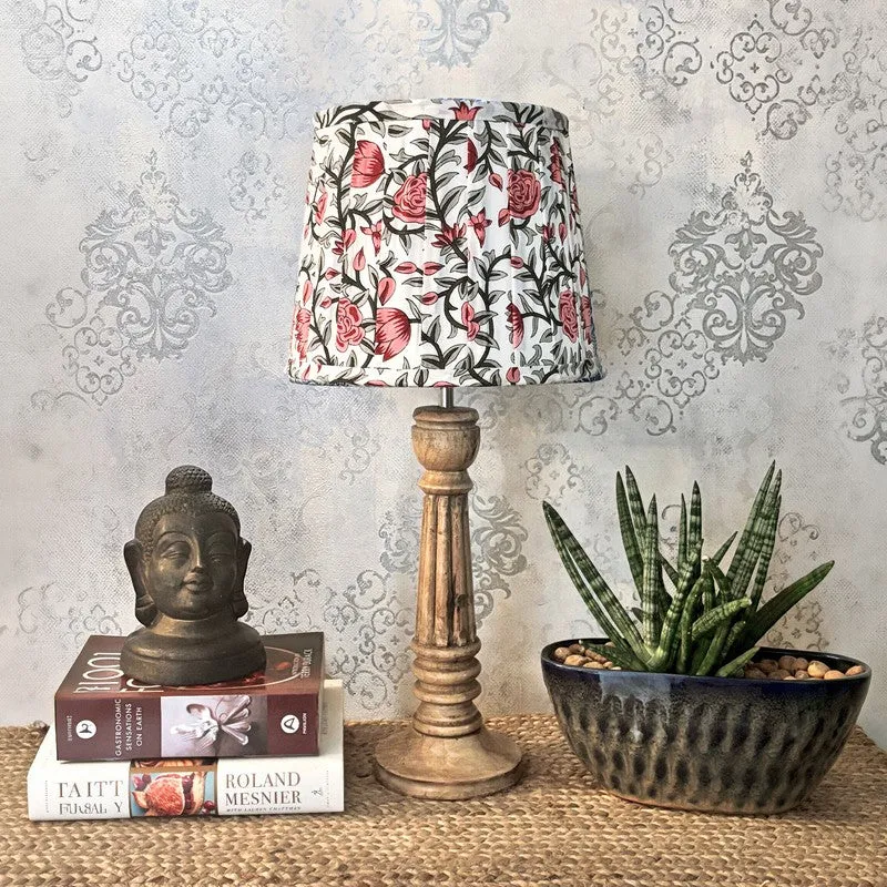 Rosette Warm Wooden Base Cotton Table Lamp - Multicolor media 3