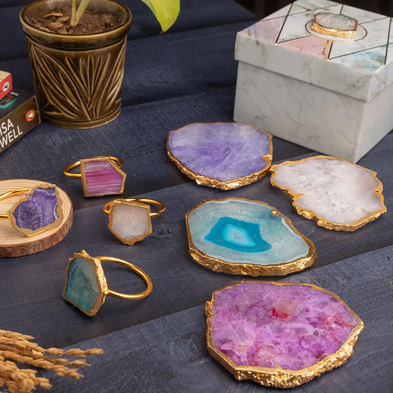 Vita Agate Coaster With Napkin Ring - Eight Piece Set media 1