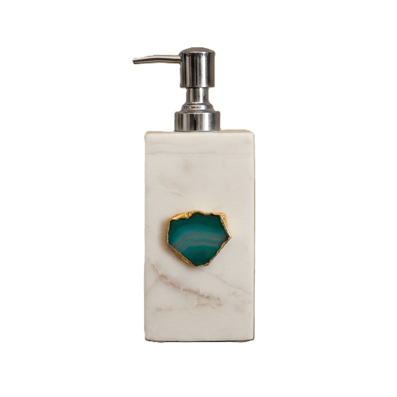 Kade Handcrafted Agate & Marble Soap Dispenser - White & Green media 3