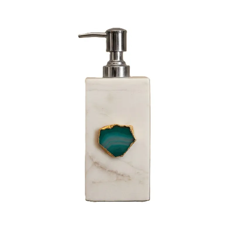 Kade Handcrafted Agate & Marble Soap Dispenser - White & Green media 3