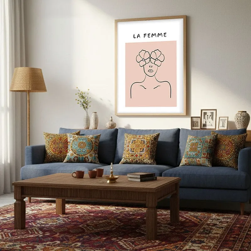 Petal Gaze Canvas Wall Painting With Brown Frame media 5