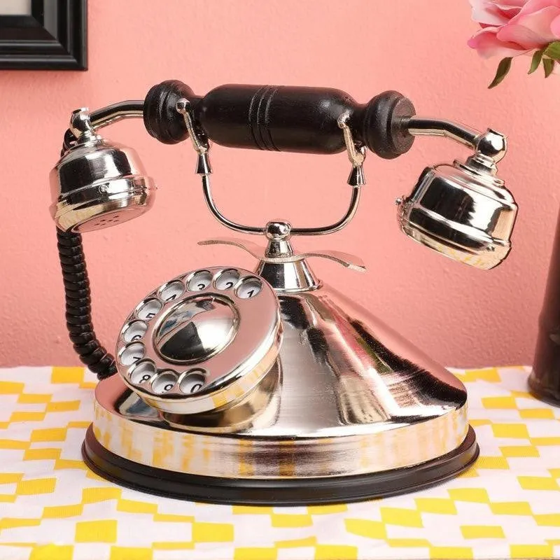Rava Silver Antique Telephone Showpiece - Silver media 1