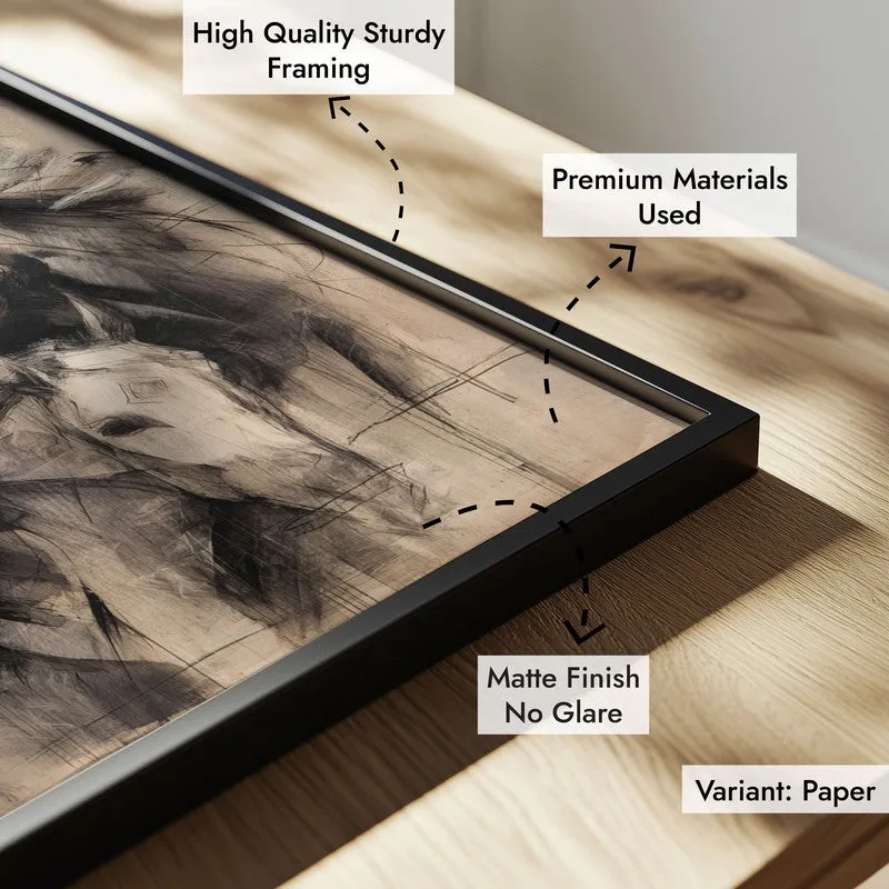 Noble Horses Wall Painting With Black Frame media 9