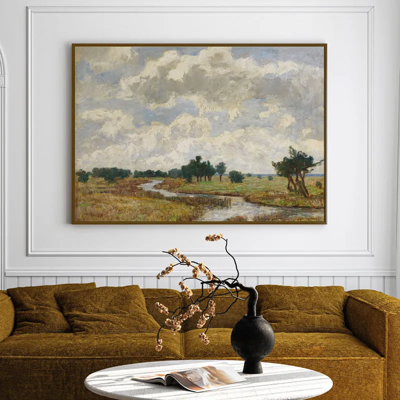 Cloudy Glade Wood Wall Art With Frame - Black media 1