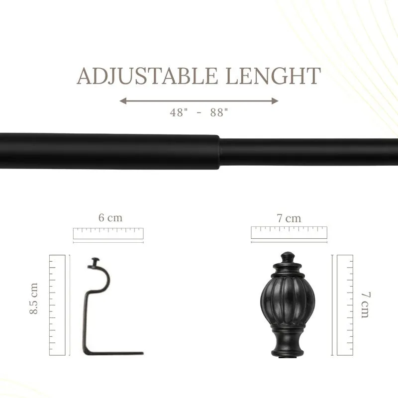 Edge Etch Extendable 1" Single Curtain Rod With Round Finial & Brackets media 5