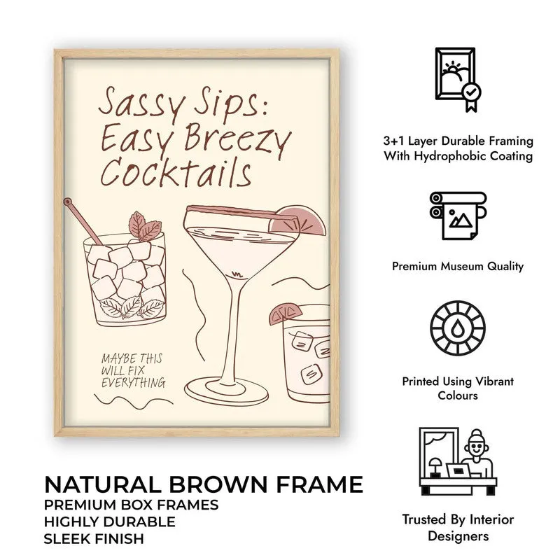 Sassy Sips Archival Canvas Wall Art - Brown media 11