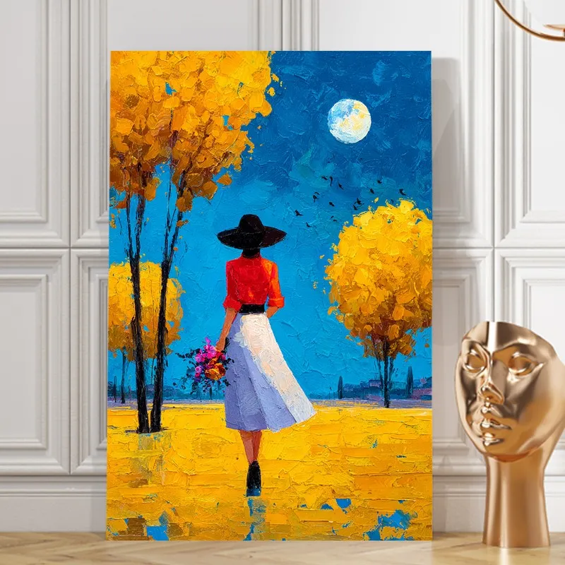 Silent Walk Under the Moon Canvas Wall Art media 8