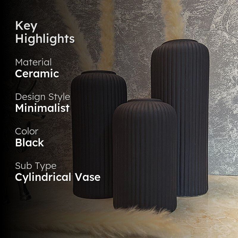 Pasha Ceramic Vase (Black) - Set Of Three media 2