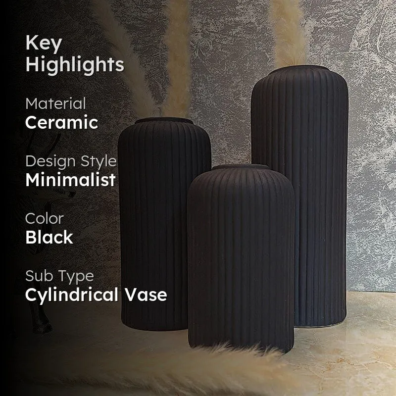 Pasha Ceramic Vase (Black) - Set Of Three media 2