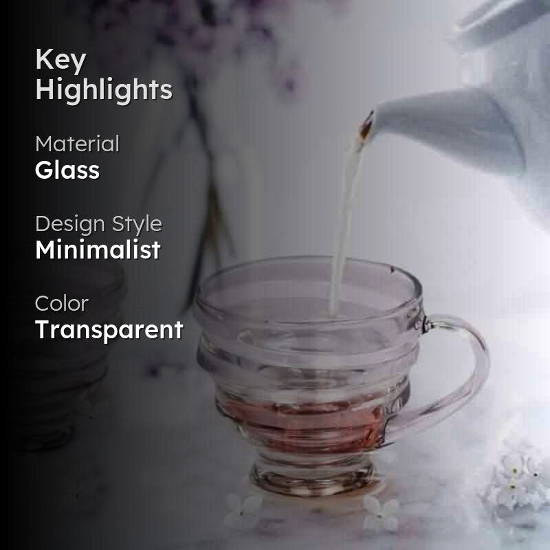 Crumpled Glass Tea Cup (190 mL Each) -  Set of Six image 2