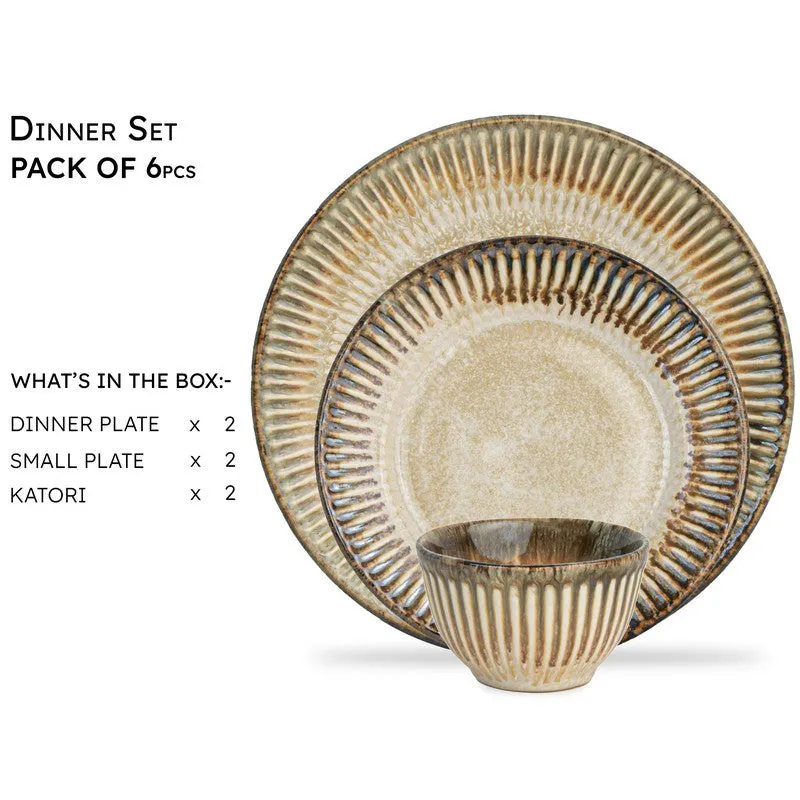 Mintora Beige Ceramic Dinner Set - 6 Piece Set media 5