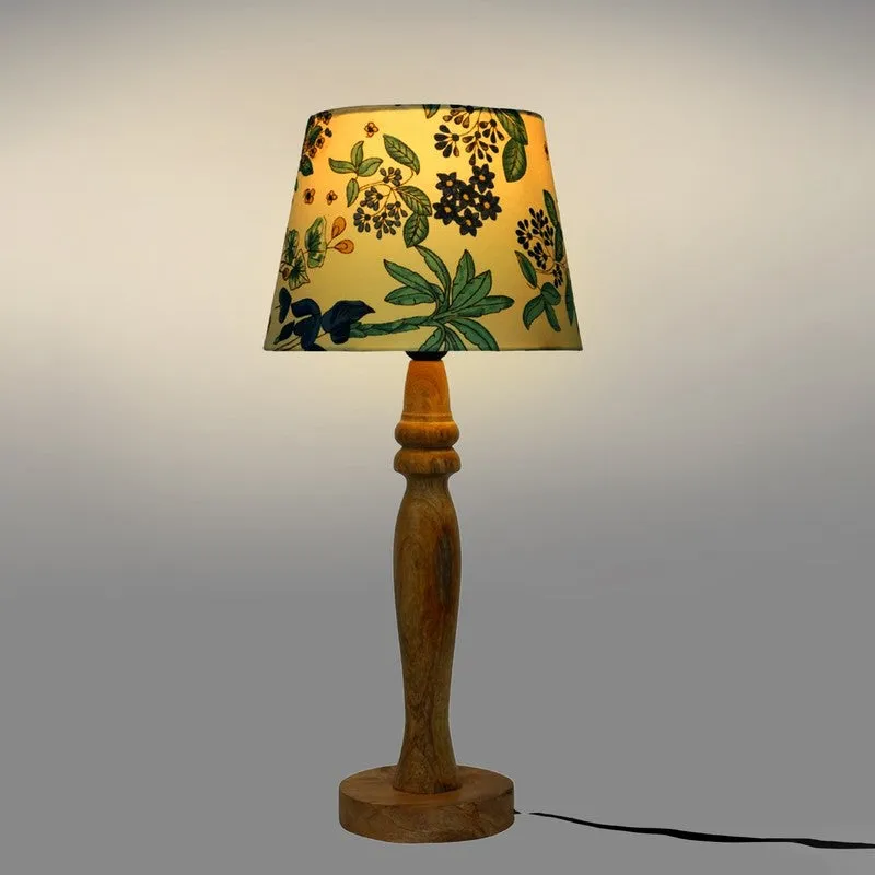 Gardenia Wooden Base Cotton Table Lamp - Multicolor media 4