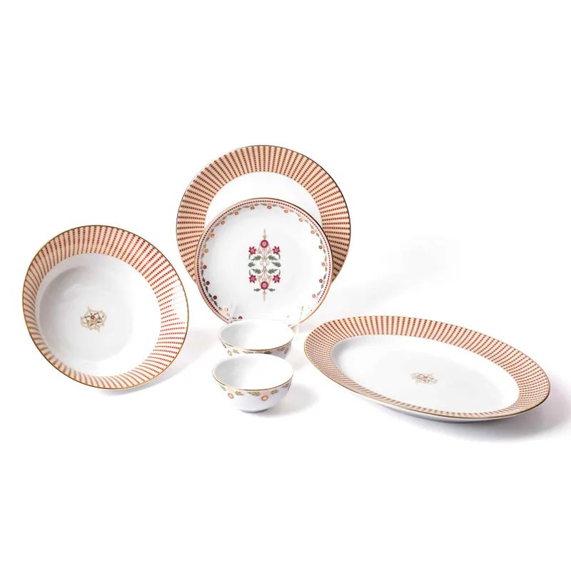 Gilded 24k Gold Brushed Porcelain Dinner Set - 21 Piece Set media 4