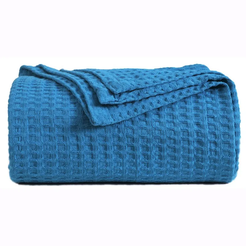 Axitra Wafel Weave Cotton Blanket - Blue media 6