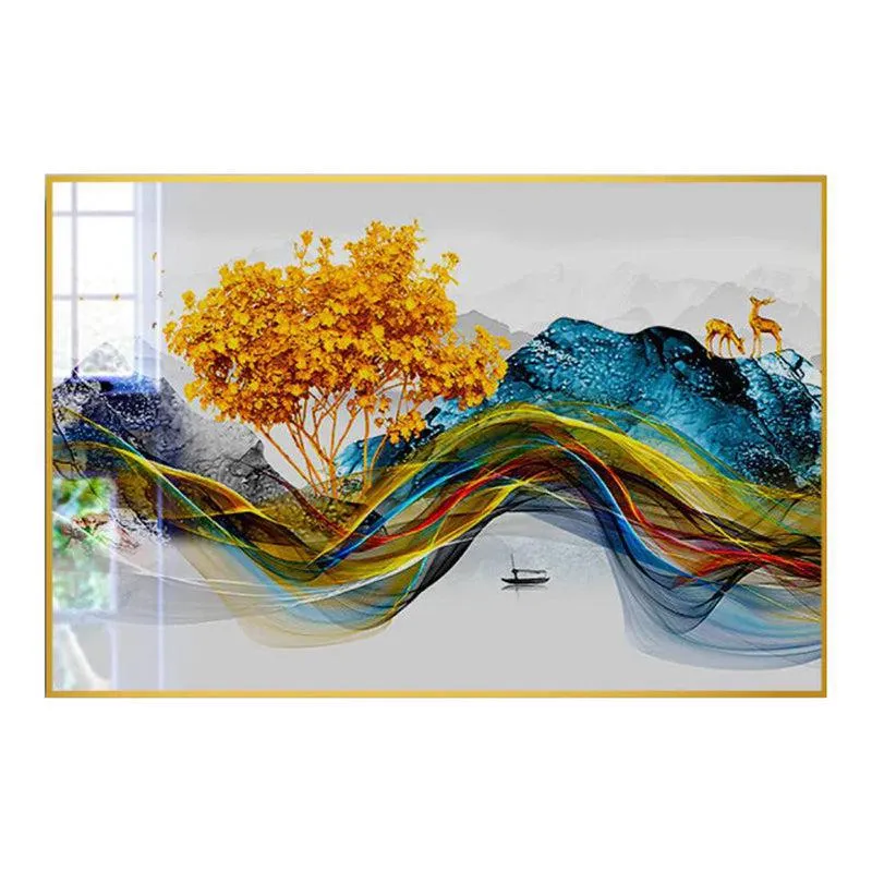Gilded Sanctuary Modern Canvas Wall Art With Frame - Gold media 3
