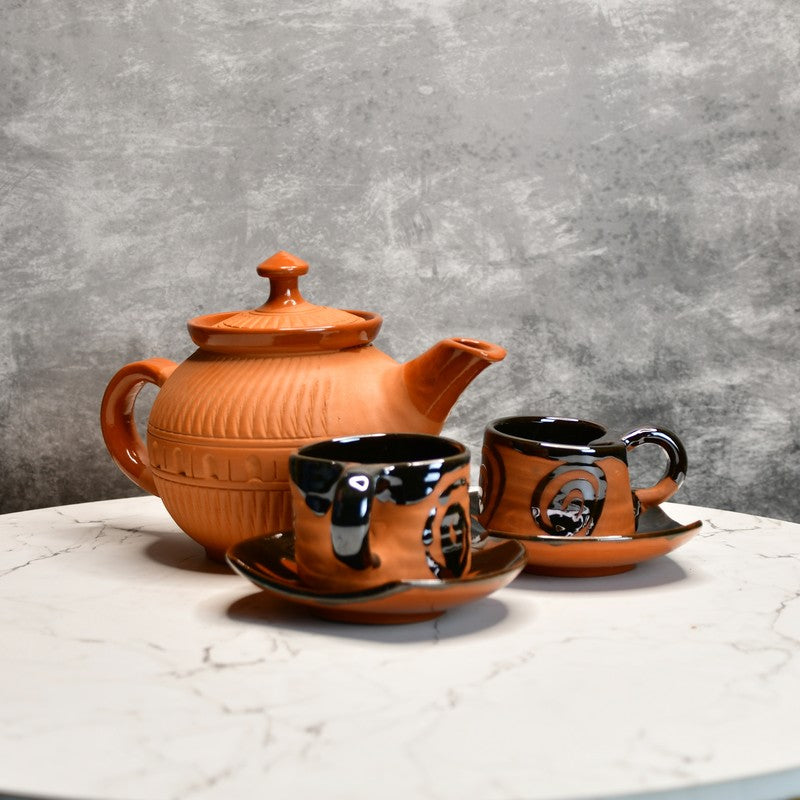 Zen Brew Terracotta Tea Set & Tea Pots - Three Piece Set