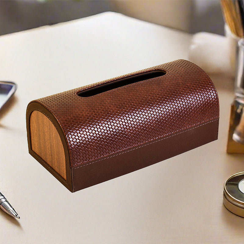 Tishue Faux Leather Tissue Box - Brown