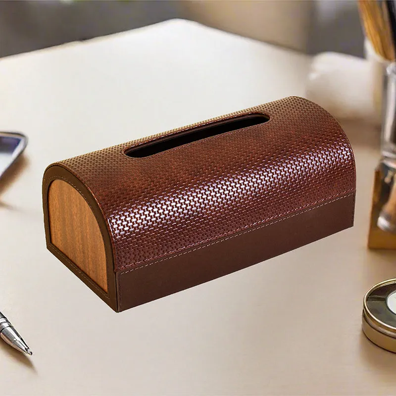 Tishue Faux Leather Tissue Box - Brown media 1