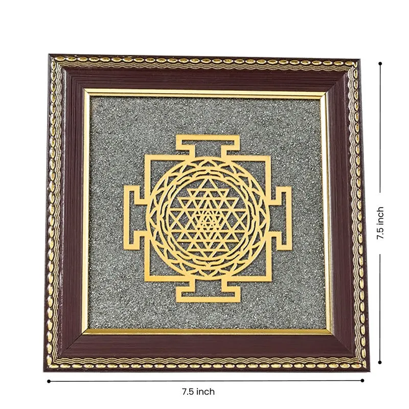 Sri Yantra Divine Pyrite & Wood Wall Art media 11