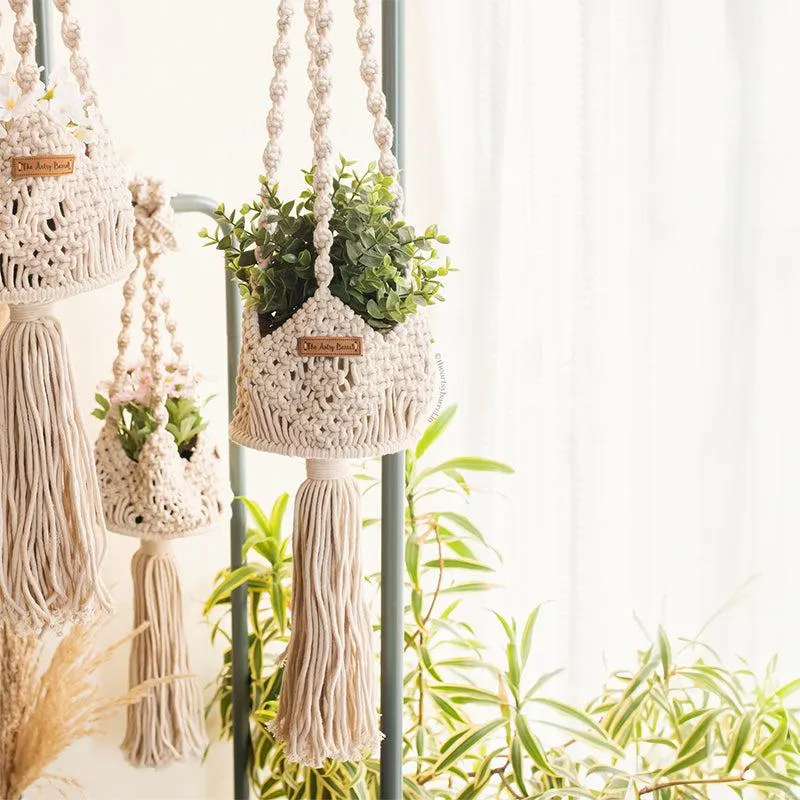 Hippie Glee Handcrafted Macrame Hanging Planter media 1