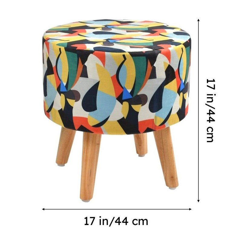 Colorway Abstract Print Multicolor Engineered Wood Ottomans - Set Of Two media 9