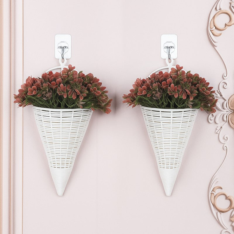 Artificial Flowers (Red) with Pot - Set Of Two