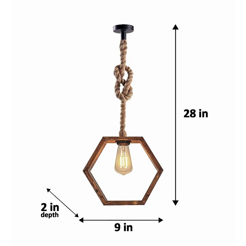 HexaAura Wooden Ceiling Lamp - Brown media 9