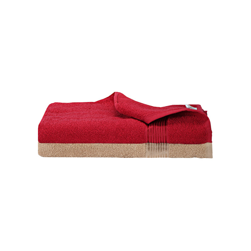 Bodil Bath Towel (Red & Beige) - Set Of Two media 5