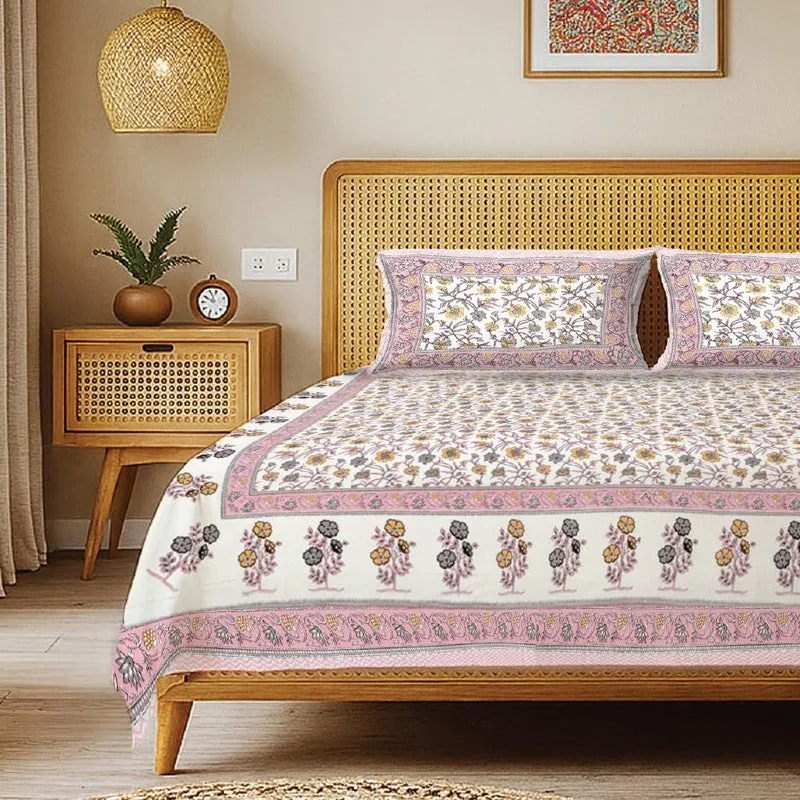 Urban Space Neerja Ethnic Cotton Bedsheet (Pink) - 200 TC media 3