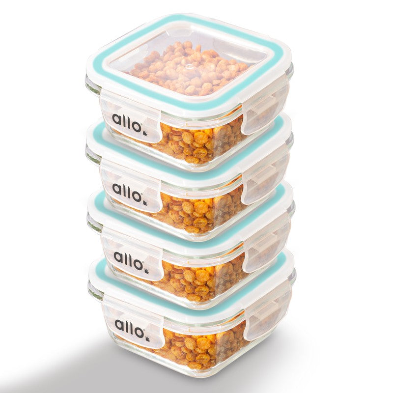Oliva Square Glass Storage Container (320 ML Each) - Set Of Four media 4
