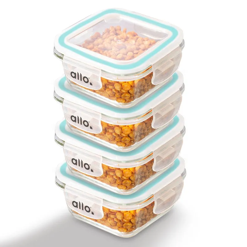 Oliva Square Glass Storage Container (320 ML Each) - Set Of Four media 4