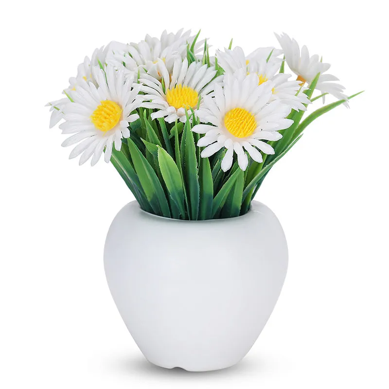 Faux Daisy Dove Plant With Black Plastic Pot - Set Of Three media 3