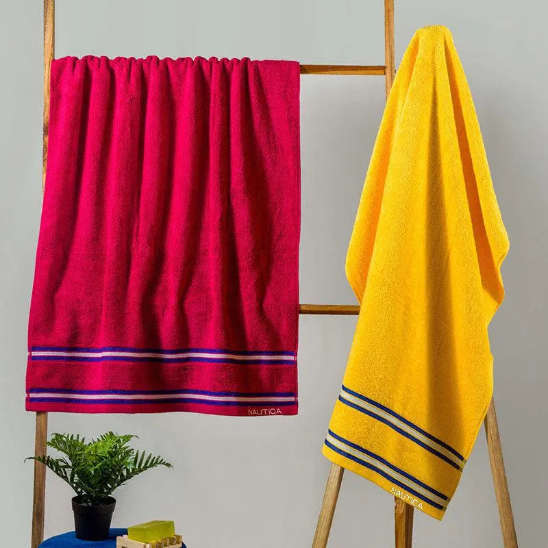 Nautica Dove Down Cotton Towel Set (Pink & Yellow) - Set Of Two media 3