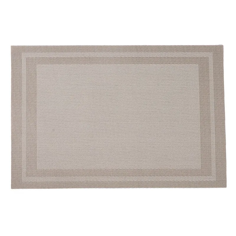 Single brown rectangular table mat showing its layered border design