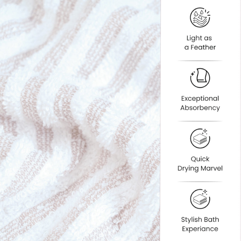 Micro Cotton LuxeDry Striped Comfort Bath Towel - Beige & White image 7