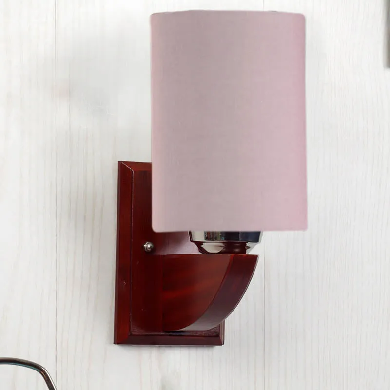 Shell Pink Cylindrical Wooden Wall Lamp media 3