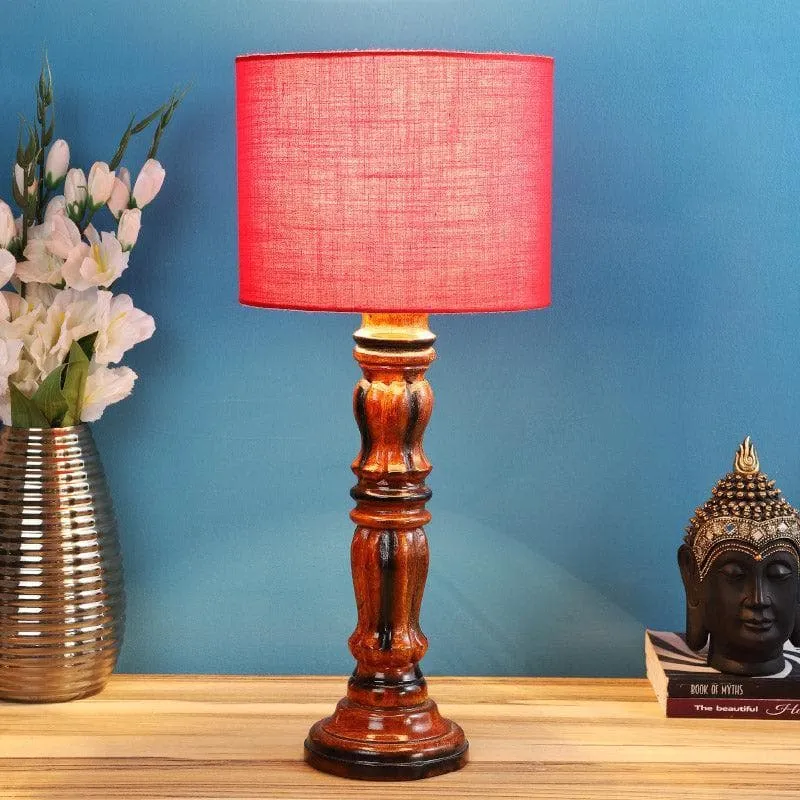 Rosa Gilmore Fabric Table Lamp - Red,Brown media 1