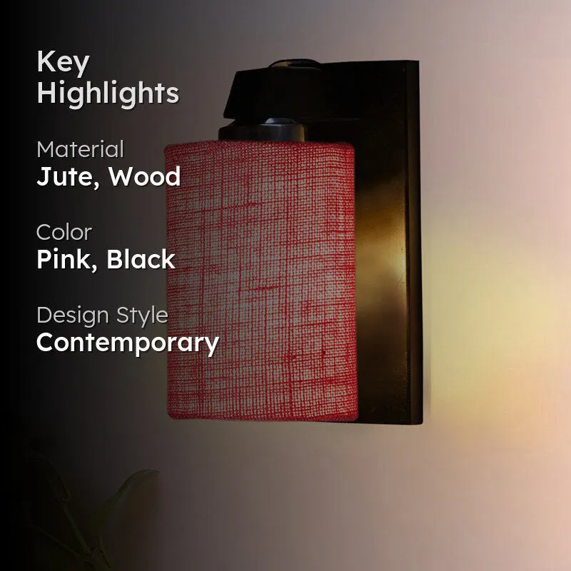 Eyrie Jute & Wooden Wall Lamp - Pink media 2
