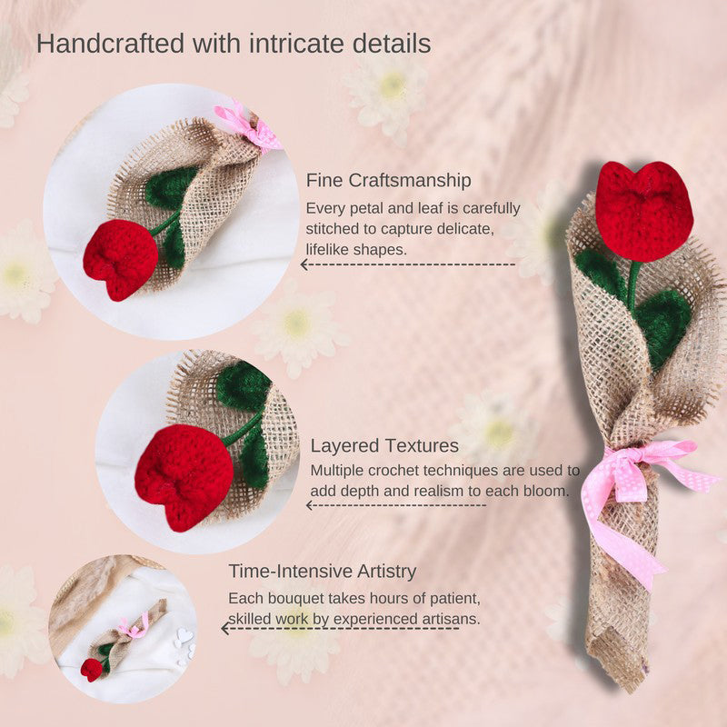 Crochet Handmade Tulip Bouquet - Red media 5