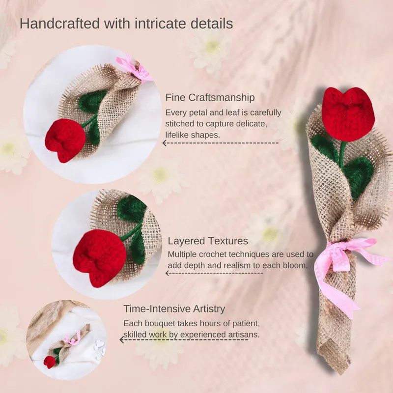 Crochet Handmade Tulip Bouquet - Red media 5
